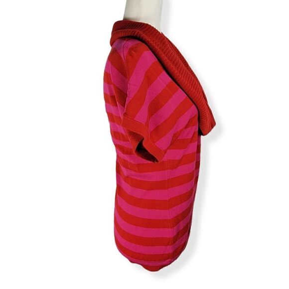 Express Cowl Neckline Striped Short Sleeve Sweater Medium - Picture 2 of 3